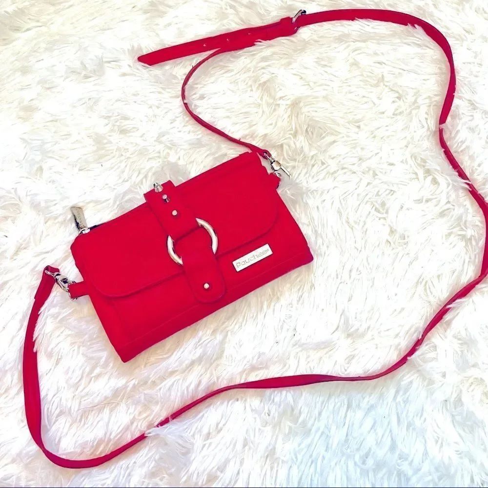 Vintage Pouchee Kash N Karee Studded Hot Pink Vegan Leather Wristlet Purse